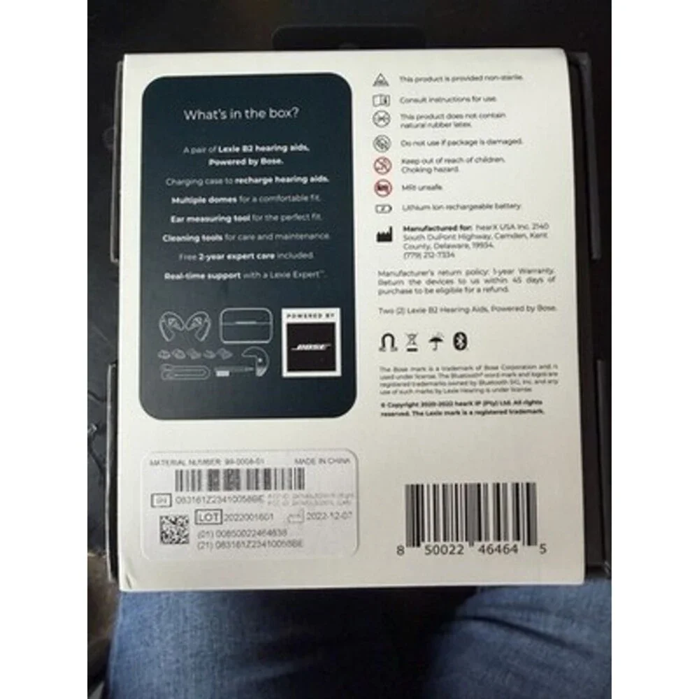 Lexie B2 Hearing Aids Powered by Bose New Open Box OTC Bluetooth Self Fitting